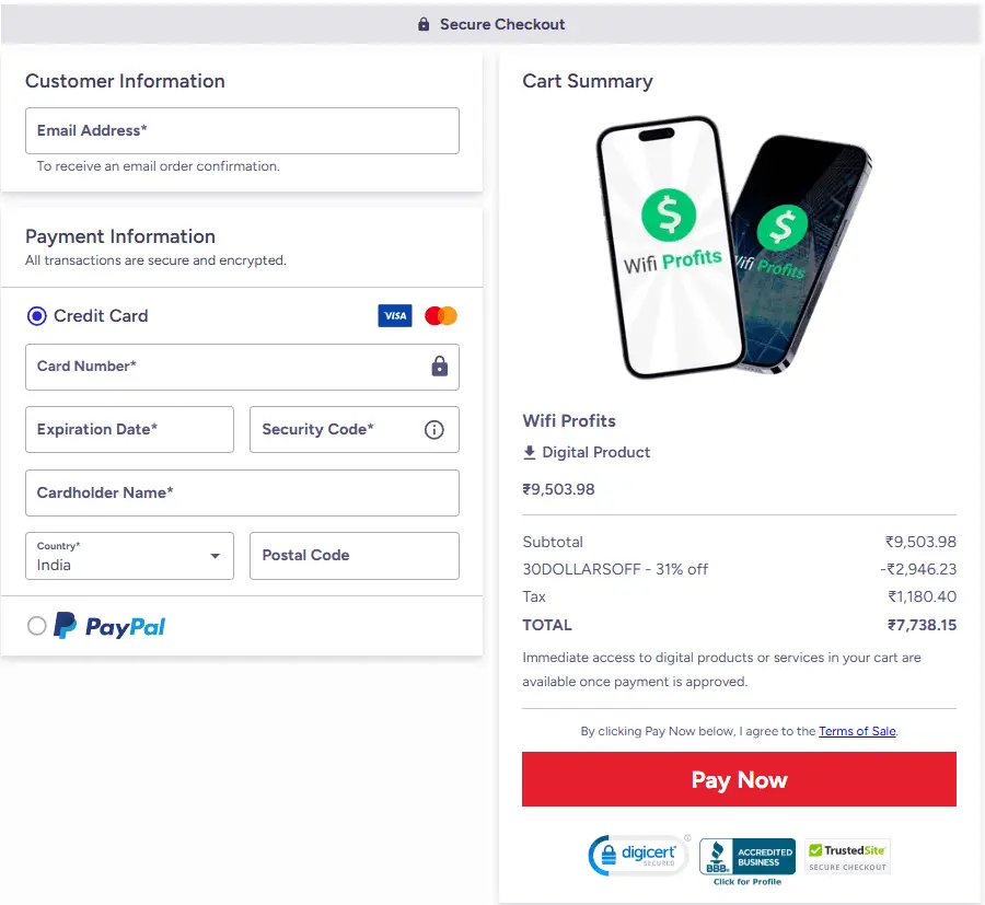 Wifi Profits Order Page